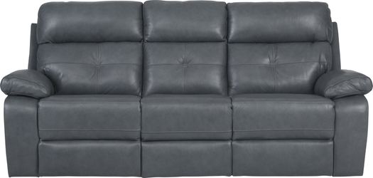 Cepano Blue Leather 8 Pc Living Room, Blue Leather Reclining Sofa