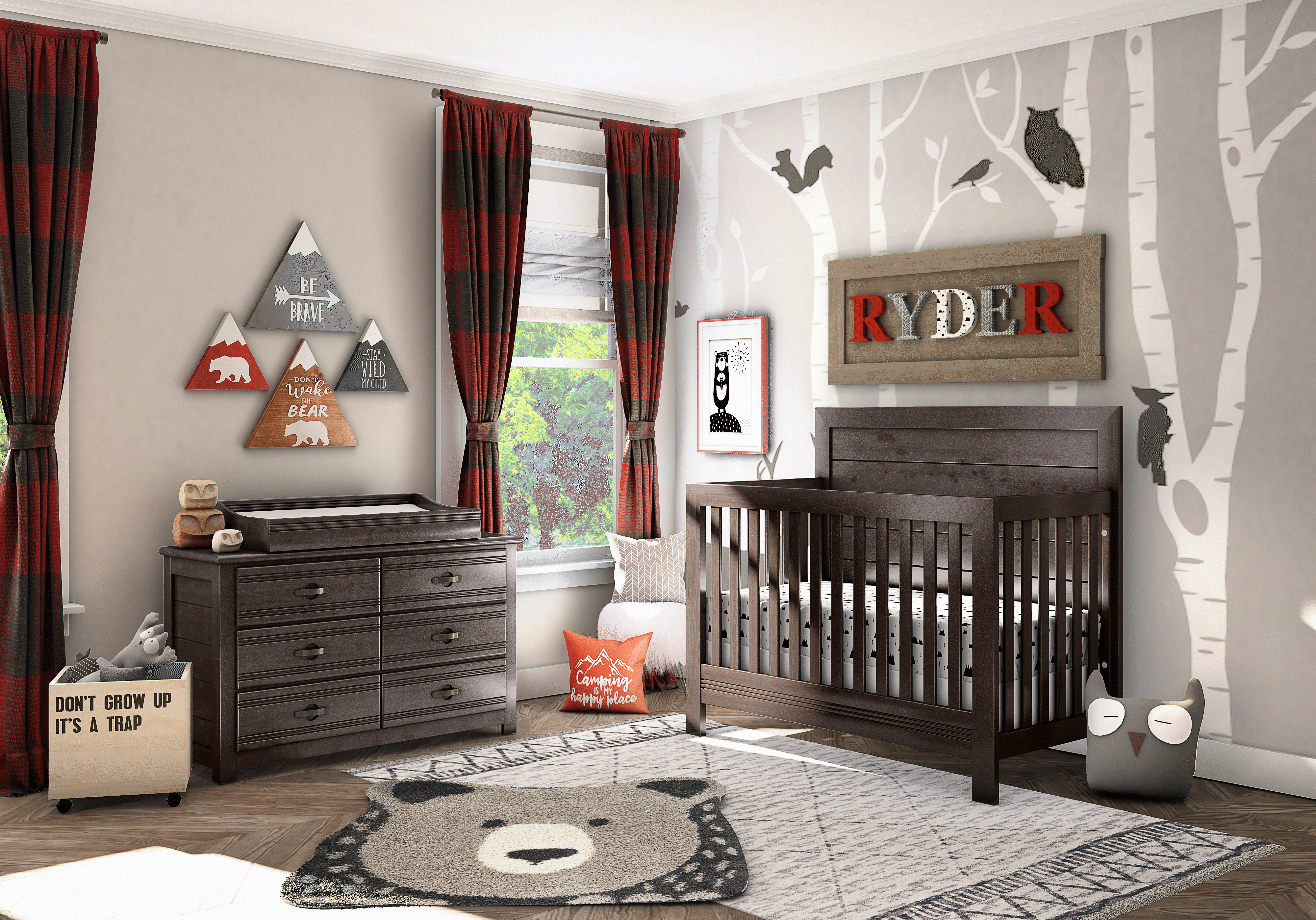 Creekside Charcoal 6 Pc Nursery with Toddler & Conversion Rails - Thumbnail - Image 2