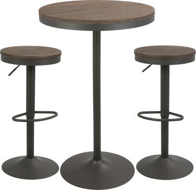 Chaz Gray Brown 3 Pc Bar Height Dining Set