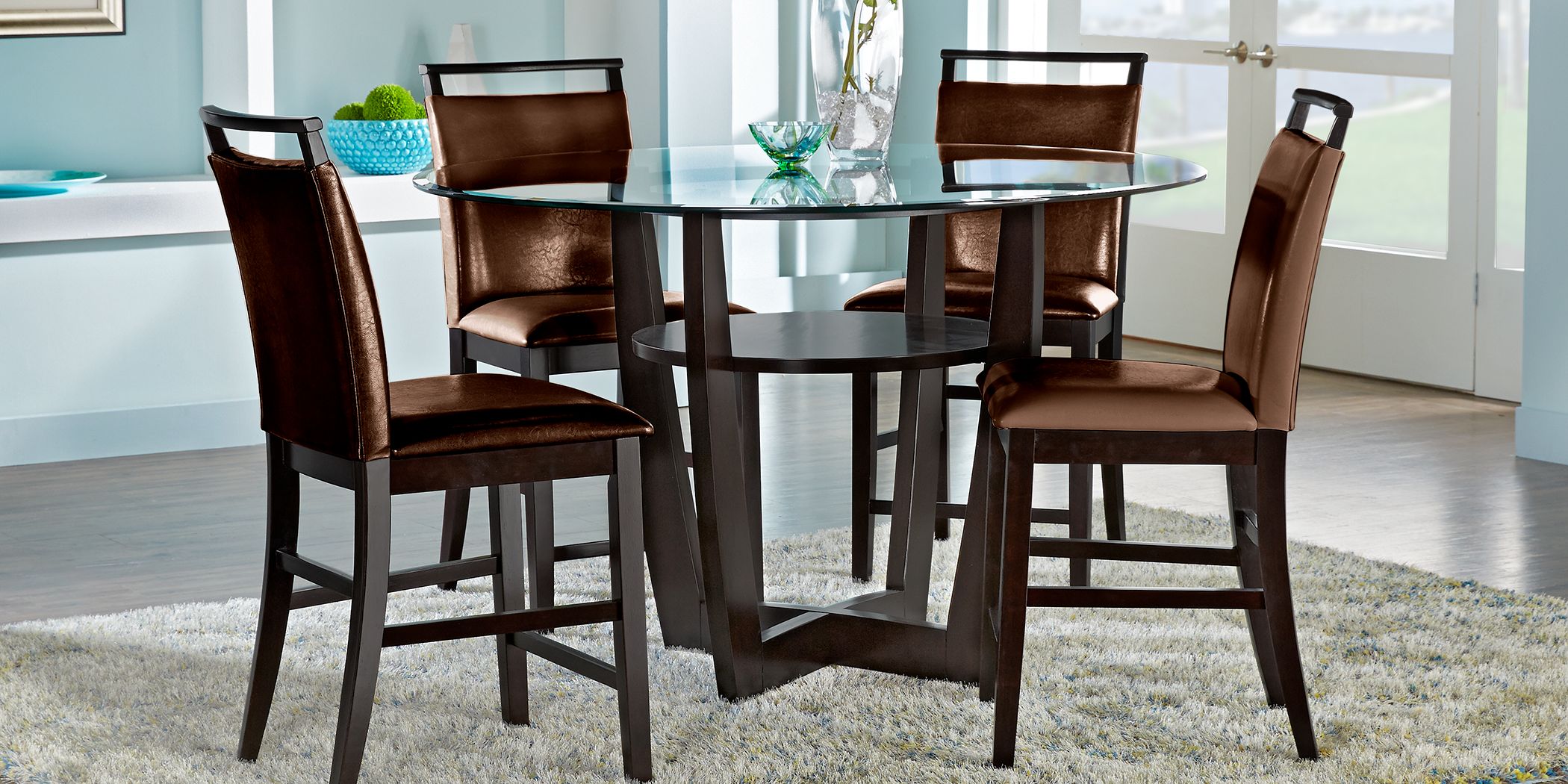 glass top dining room table sets