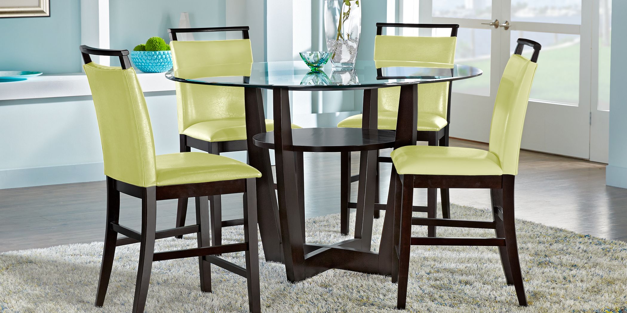 Glass Dining Table Sets, Round High Top Dining Table Set