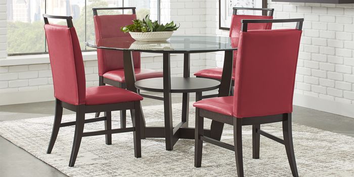 red leather dining room chairs