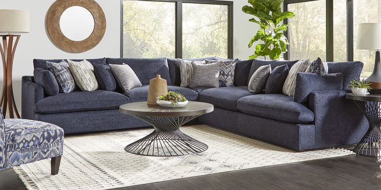 Cindy Crawford Home Aldon Boulevard Navy 3 Pc Sectional