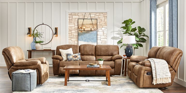 Cindy Crawford Home Alpen Ridge Tan 5 Pc Reclining Living Room