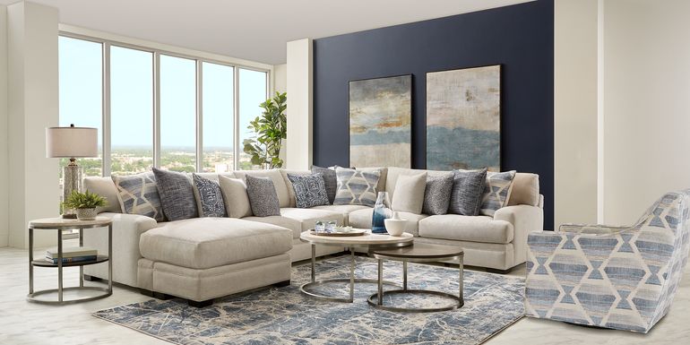 Cindy Crawford Home Bedford Park Ivory 3 Pc Sectional with Chaise