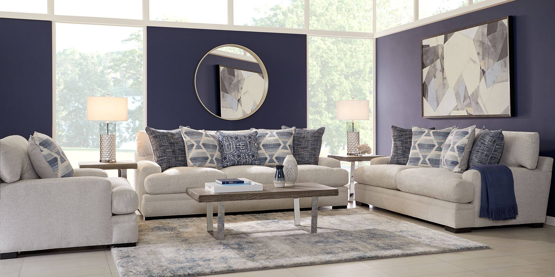 Cindy Crawford Home Bedford Park Ivory 5 Pc Living Room - Rooms To Go