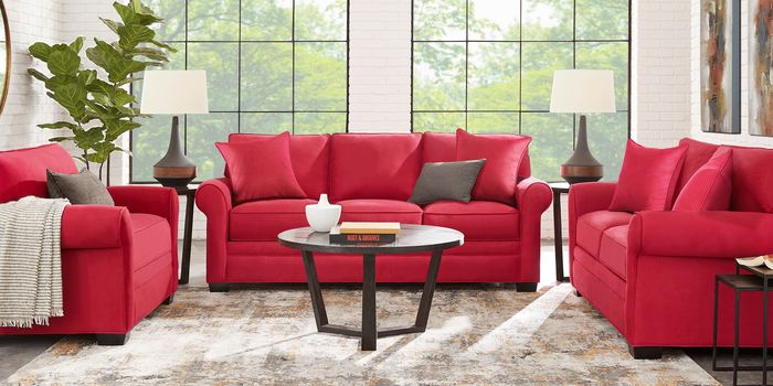 red living room set