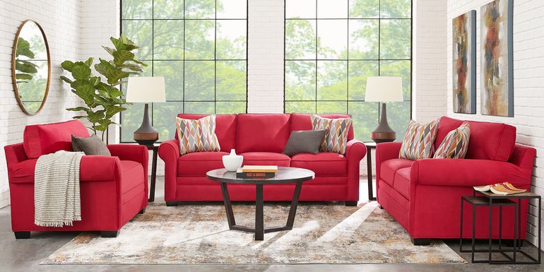 Cindy Crawford Home Bellingham Cardinal Microfiber 7 Pc Living Room with Gel Foam Sleeper Sofa