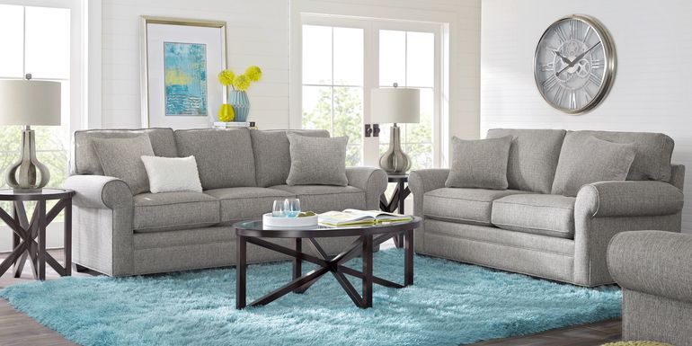 Cindy Crawford Home Bellingham Gray Textured 7 Pc Living Room with Gel Foam Sleeper Sofa