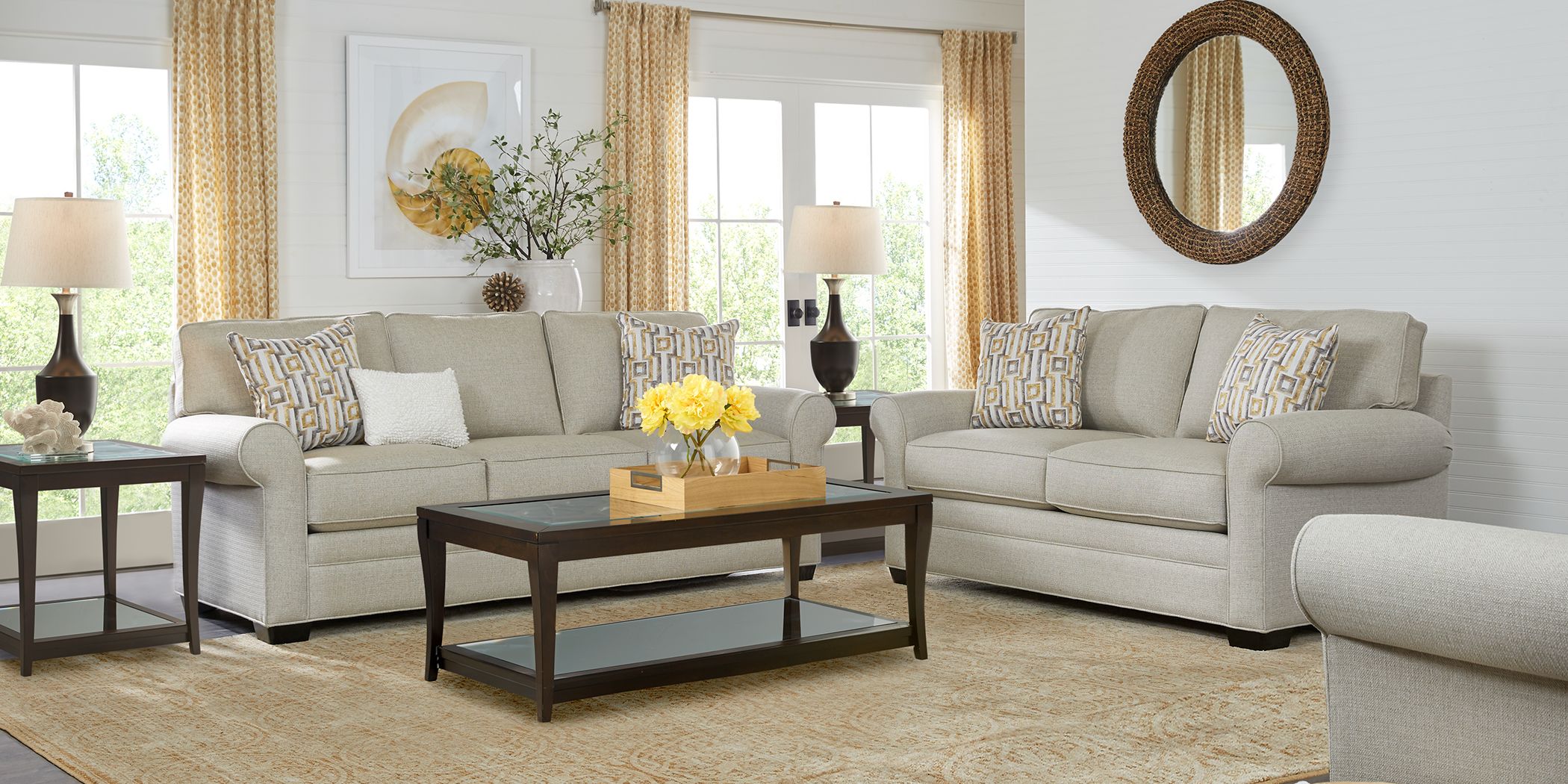 Cindy Crawford Home Bellingham Sand Textured 5 Pc Living Room - Rooms To Go