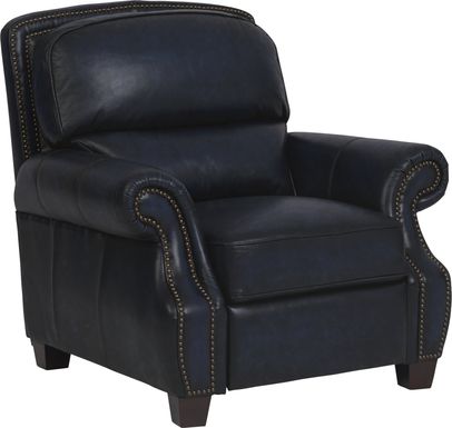 Cindy Crawford Home Calvano Blue Leather Recliner
