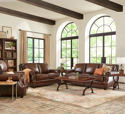 Cindy Crawford Home Calvano Brown Leather 2 Pc Living Room