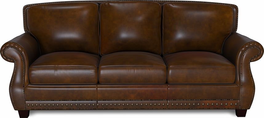 Cindy Crawford Home Calvano Brown Leather Sofa