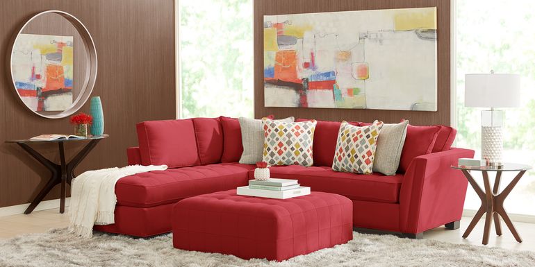 Red Sectional Living Rooms Sofas Fabric Microfiber