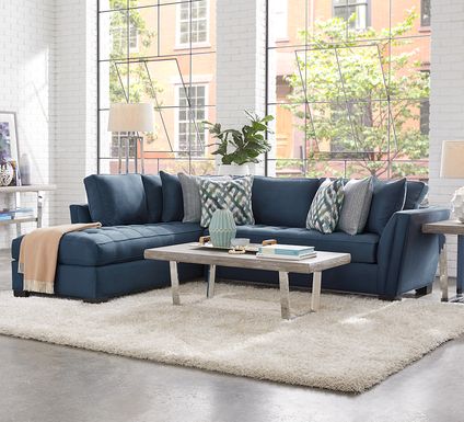 Cindy Crawford Home Calvin Heights Sapphire Microfiber 2 Pc Sectional
