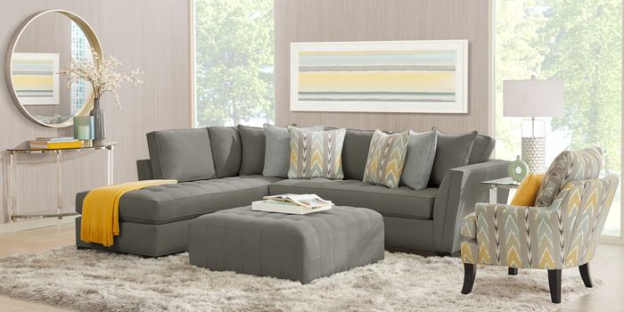 gray left arm facing sectional sofa