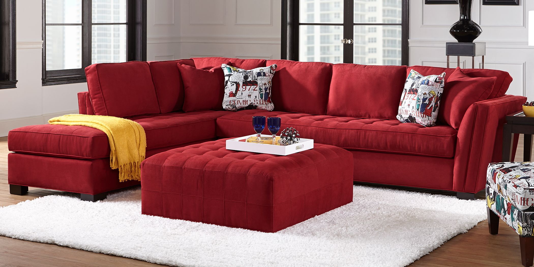 Cindy Crawford Home Calvin Heights XL Cardinal 2 Pc Sectional Rooms To Go