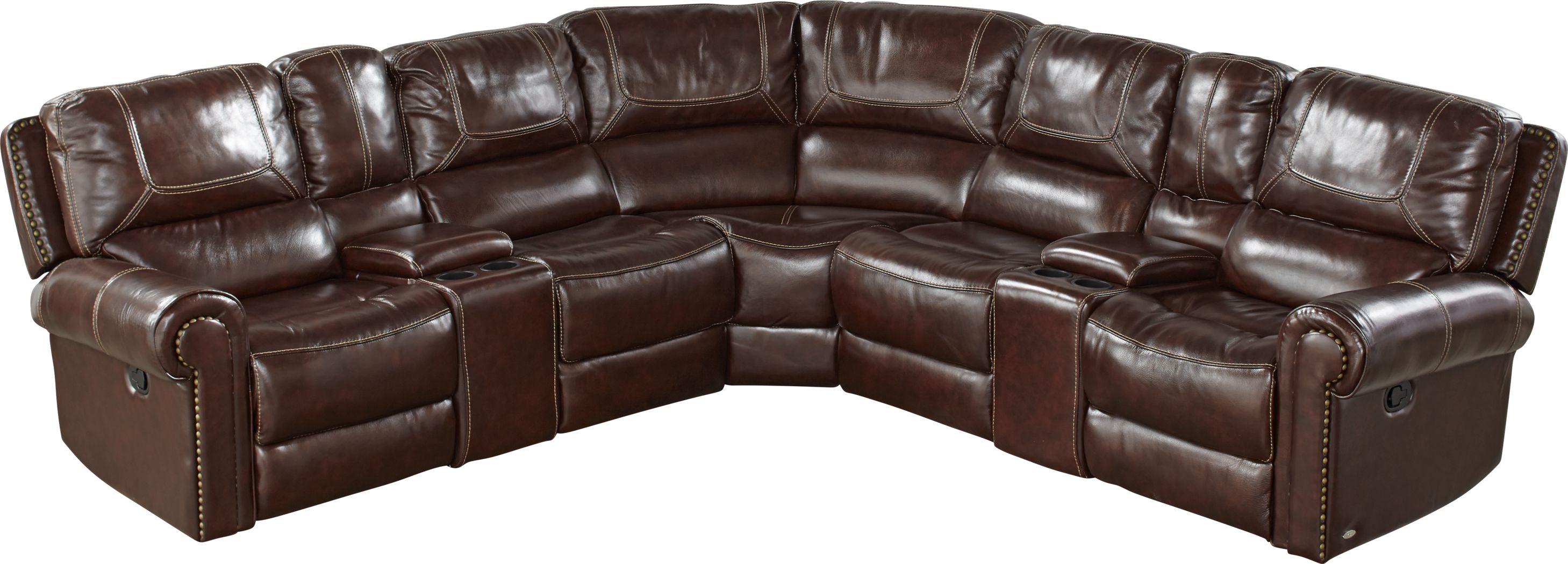 Cindy Crawford Home Campania Brown Leather 7 Pc Power Reclining Sectional Rooms To Go