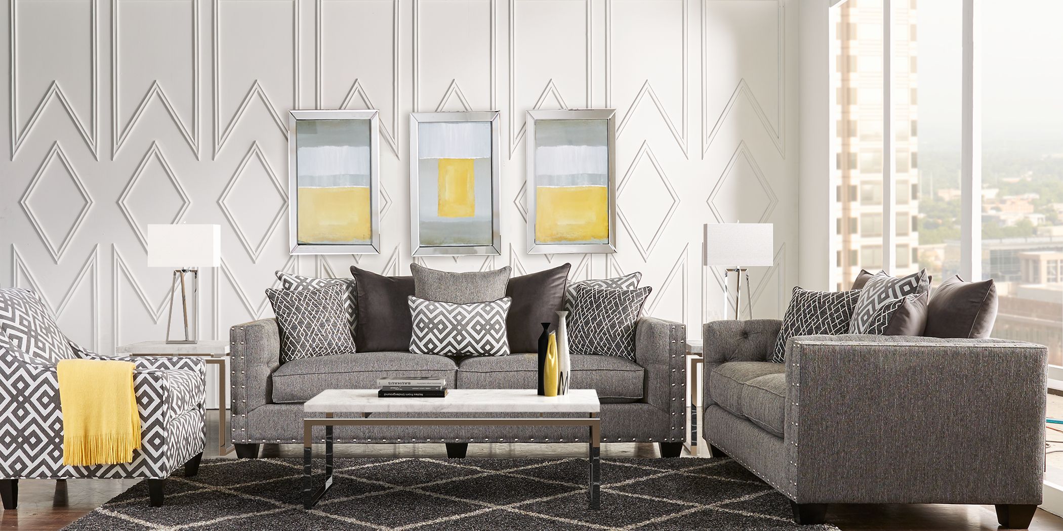 Cindy Crawford Home Chelsea Hills Gray 8 Pc Living Room Rooms To Go