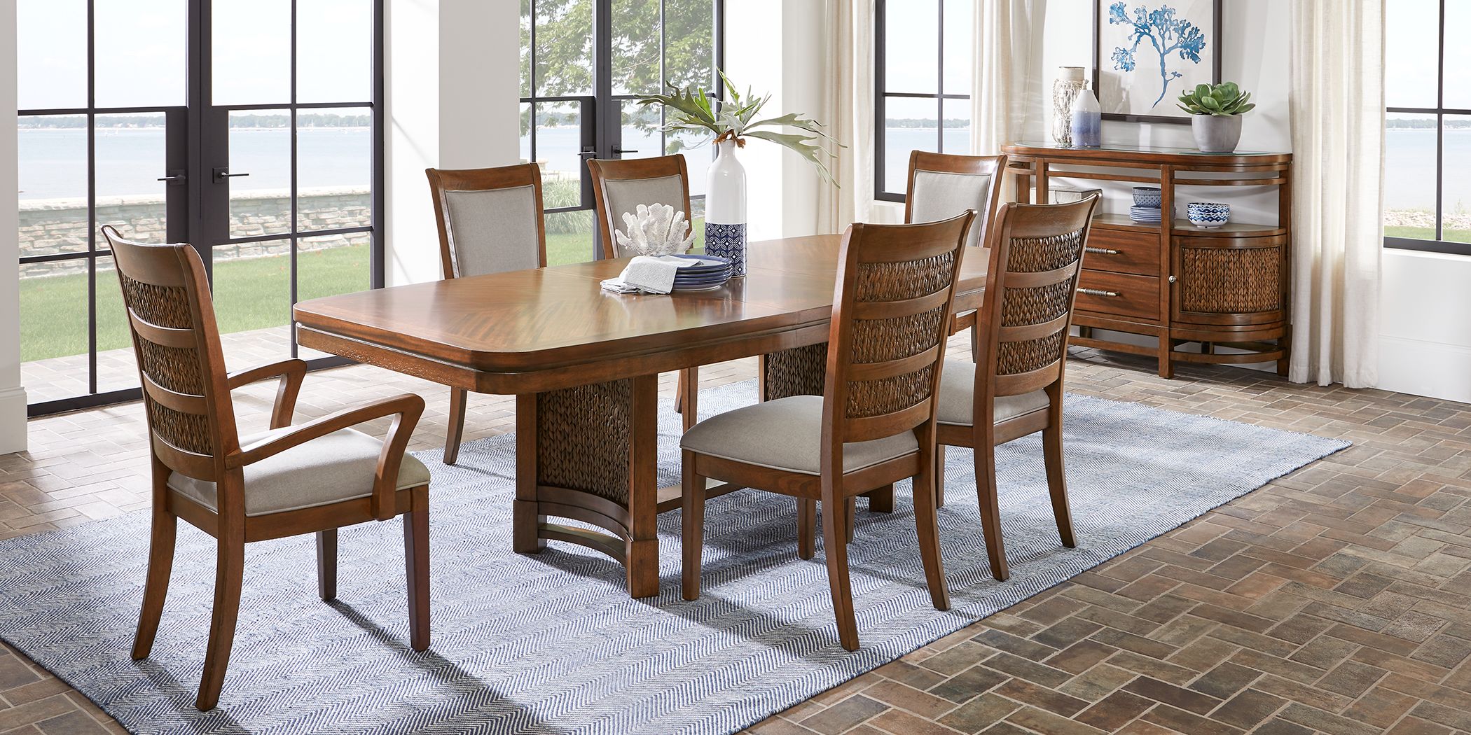 Cindy Crawford Home Golden Isles Brown 5 Pc Rectangle Trestle Dining