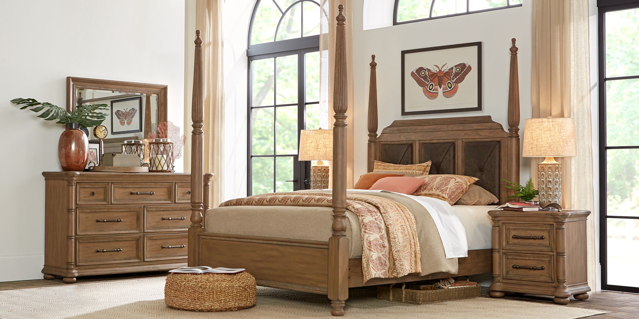 Cindy Crawford Home Grand Cayman Sandstone 5 Pc King Poster Bedroom