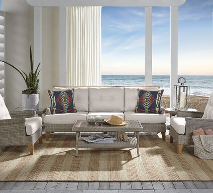 Cindy Crawford Home Hamptons Cove Gray 4 Pc Outdoor Seating Set With Flax Cushions