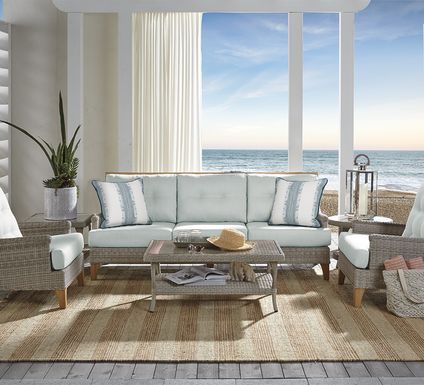 Cindy Crawford Home Hamptons Cove Gray 4 Pc Outdoor Seating Set With Rollo Seafoam Cushions