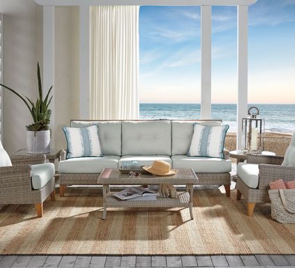 Cindy Crawford Home Hamptons Cove Gray 4 Pc Outdoor Seating Set with Seafoam Cushions