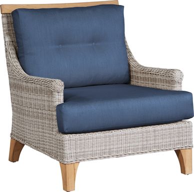 Cindy Crawford Home Hamptons Cove Gray Outdoor Chair with Denim Cushions