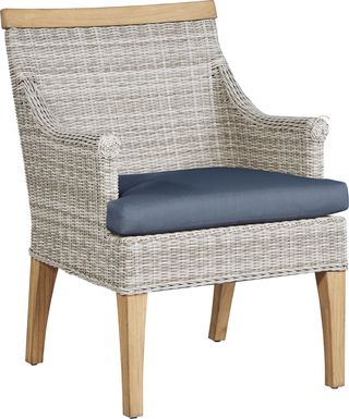 Cindy Crawford Home Hamptons Cove Gray Outdoor Arm Chair with Denim Cushions