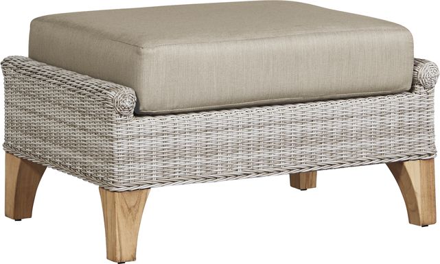 Cindy Crawford Home Hamptons Cove Gray Outdoor Ottoman with Pebble Cushion