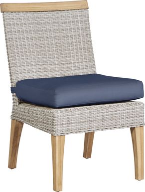 Cindy Crawford Home Hamptons Cove Gray Outdoor Side Chair with Denim Cushion