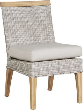 Cindy Crawford Home Hamptons Cove Gray Outdoor Side Chair with Rollo Linen Cushion
