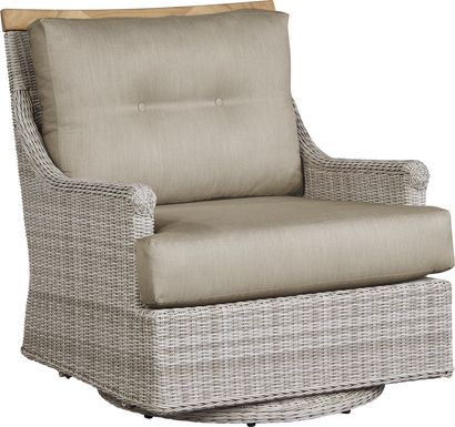 Cindy Crawford Home Hamptons Cove Gray Outdoor Swivel Chair with Pebble Cushions