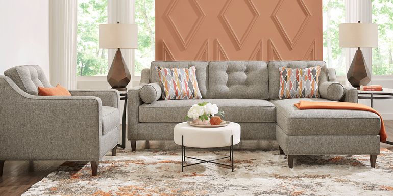 Cindy Crawford Home Hanover Gray Textured 4 Pc Sectional Living Room