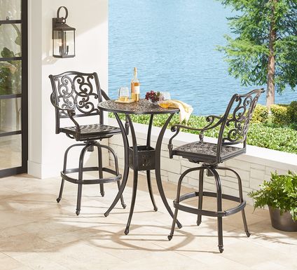 Cindy Crawford Home Lake Como 3 Pc Antique Bronze 30 in. Round Outdoor Bar Height Dining Set