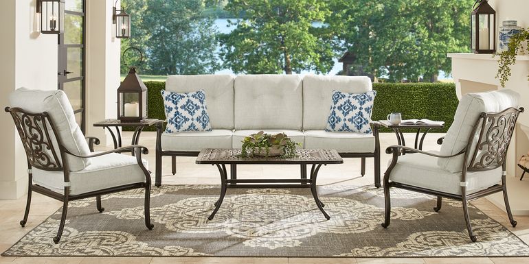 Cindy Crawford Home Lake Como Antique Bronze 4 Pc Outdoor Seating Set With Ash Cushions