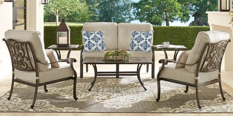 Cindy Crawford Home Lake Como Antique Bronze 4 Pc Outdoor Seating Set with Mushroom Cushions