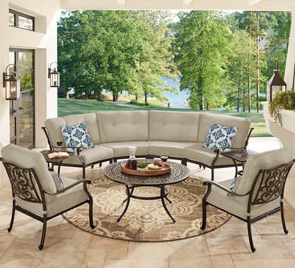 Cindy Crawford Home Lake Como Antique Bronze 4 Pc Outdoor Sectional with Mushroom Cushions