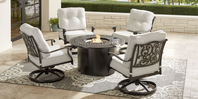 Cindy Crawford Home Lake Como Antique Bronze 5 Pc Fire Pit Seating Set with Ash Cushions
