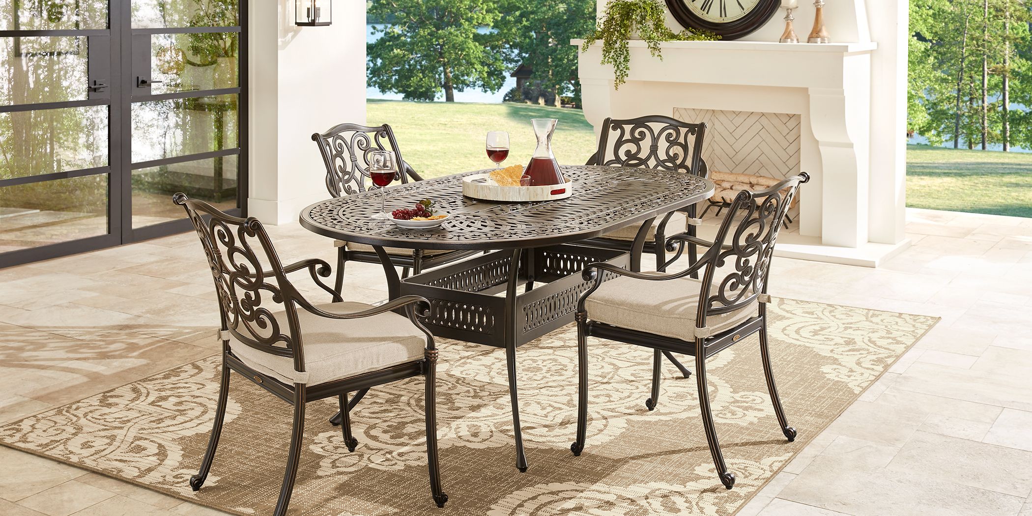 Cindy Crawford Home Lake Como Antique Bronze 5 Pc Oval Outdoor Dining