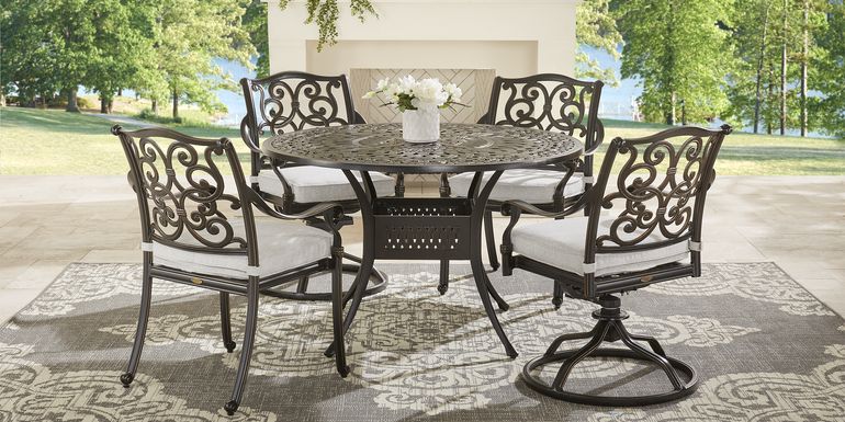Cindy Crawford Home Lake Como Antique Bronze 5 Pc Round Outdoor Dining Set with Ash Cushions