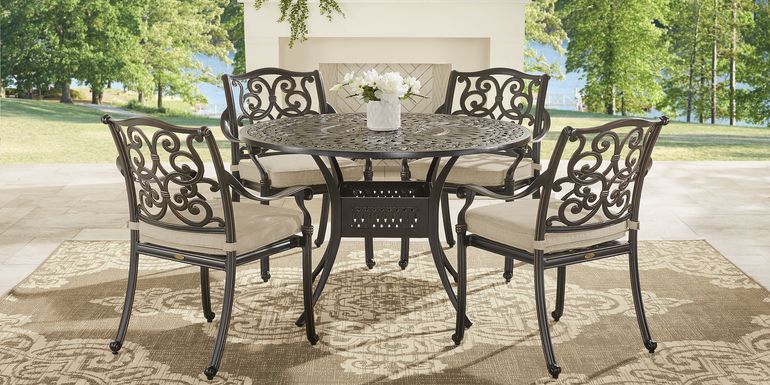 Cindy Crawford Home Lake Como Antique Bronze 5 Pc Round Outdoor Dining Set with Mushroom Cushions