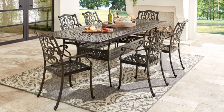Cindy Crawford Home Lake Como Antique Bronze 7 Pc 72-102 In. Rectangle Outdoor Dining Set