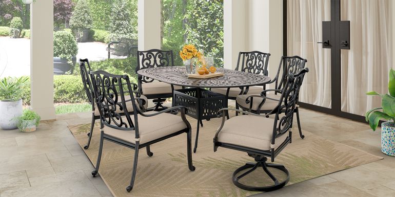 Cindy Crawford Home Lake Como Antique Bronze 7 Pc Oval Outdoor Dining Set with Ash Cushions