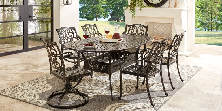 Cindy Crawford Home Lake Como Antique Bronze 7 Pc Oval Outdoor Dining Set