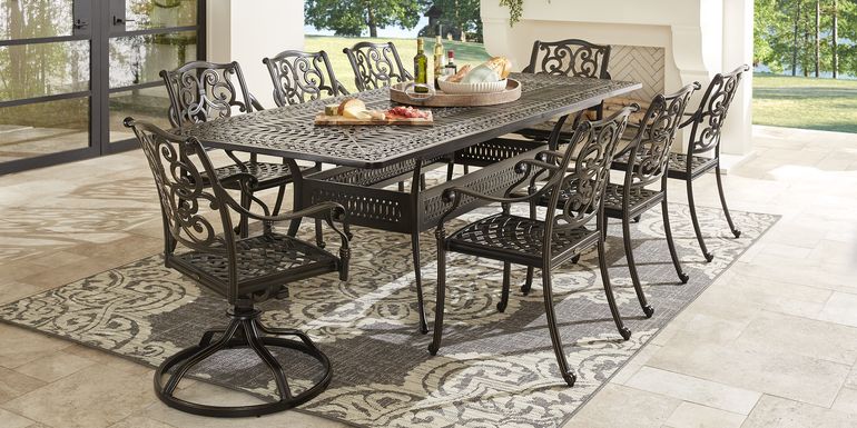 Cindy Crawford Home Lake Como Antique Bronze 9 Pc 72-102 In. Rectangle Outdoor Dining Set