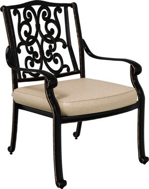 Cindy Crawford Home Lake Como Antique Bronze Outdoor Arm Chair with Mushroom Cushion