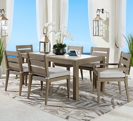 Cindy Crawford Home Lake Tahoe Gray 7 Pc Rectangle Outdoor Dining Set with Beige Cushions