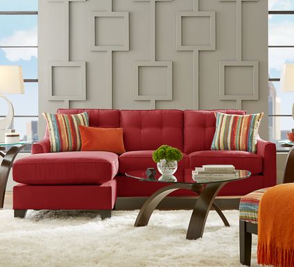 Cindy Crawford Home Madison Place Cardinal Microfiber Chaise Sofa